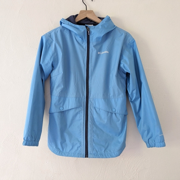 Columbia Girls Blue Rainy Trails Fleece Lined Jacket Waterproof Size Large - Picture 1 of 10